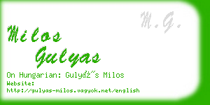 milos gulyas business card